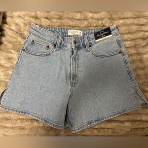 Abercrombie Curve Love High Rise Light Blue Dad Shorts